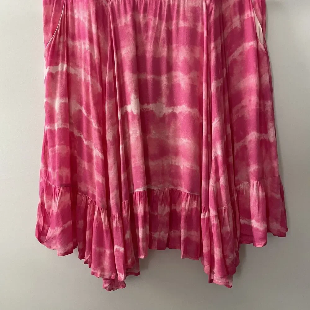 Torrid Cold Shoulder Ruffle Tie Dye Midi Dress Pink Rayon Women Size 3X - Picture 4 of 13